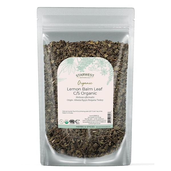 Starwest Botanicals Organic Lemon Balm Leaves - Dried Herb for Tea, Loose