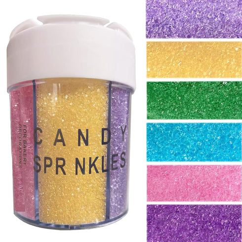 Sentovac 6 Cell Pastel Sanding Sugar Sprinkles Edible for Cake Decorating Fancy