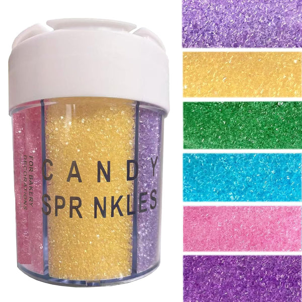 Sentovac 6 Cell Pastel Sanding Sugar Sprinkles Edible for Cake Decorating Fancy