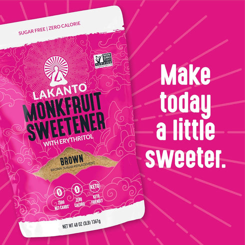 (3 lb) Lakanto Brown Monk Fruit Sweetener with Erythritol - Brown Sugar Substitute, Zero Calorie, Baking, Vegan, Keto