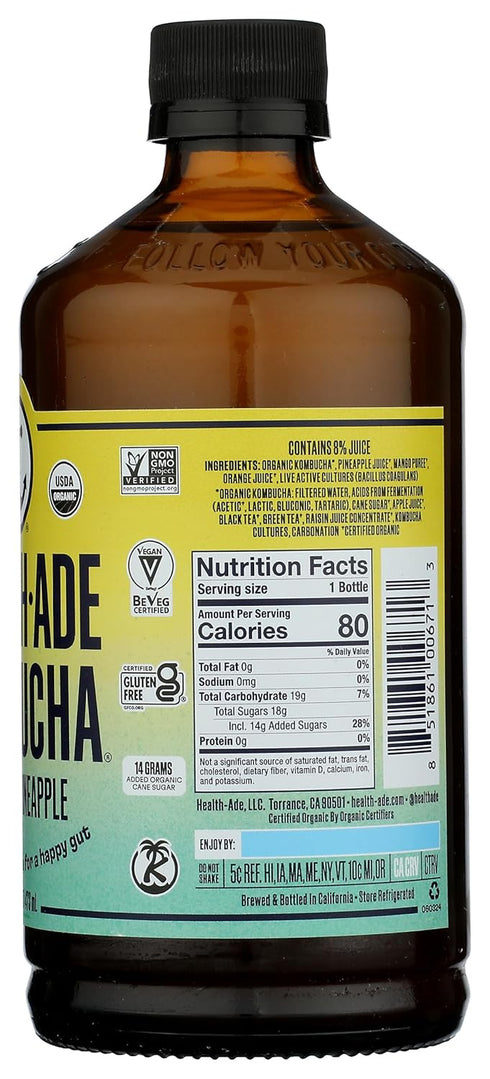 16 Oz Health Ade, Kombucha Tropical Punch Organic, Fl