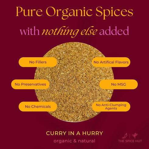 Organic Curry in a Hurry Seasoning Powder by Spice Hut - Salt-Free, Easy Masala Spice for Home Cooking, 2oz Pack