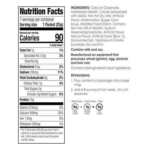 (7ct) BariWise Protein Hot Chocolate with Marshmallows, Hot Cocoa, Low Sugar, Low Carb, Keto Friendly & Gluten Free