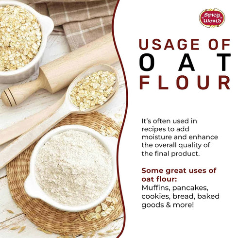 Spicy World 4 (64oz) Oat Flour Whole Grain Pound Bag - Pure, USA Grown, For Baking & More, Non-GMO, Great Wheat