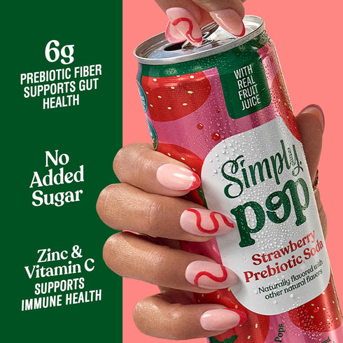 12 oz, 12 Pack Simply POP Prebiotic Soda Strawberry Cans, fl