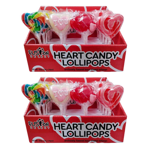 Fusion Select 48 Heart Shaped Lollipops Candy - Sweet Heart Lollipops for