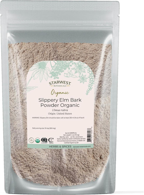 Starwest Botanicals Organic Slippery Elm Bark Powder - Traditional Herb for Tea