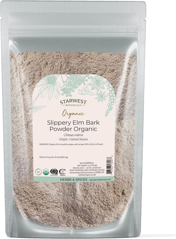 Starwest Botanicals Organic Slippery Elm Bark Powder - Traditional Herb for Tea