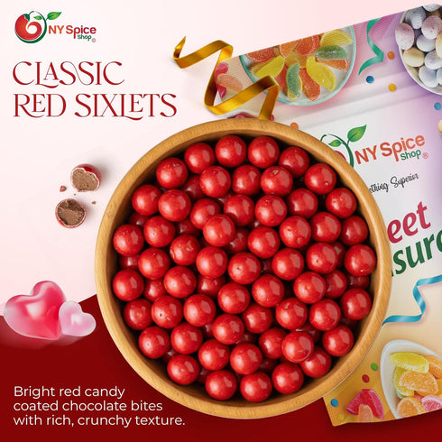 Shimmer 5 NY Spice Shop Red Sixlets Candy - Pound Chocolate Candy Red Balls for Sweet Treats and Dessert Toppings