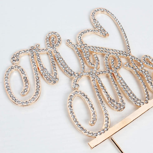 Mr and Mrs Love Cake Topper, Gold Crystal Rhinestone Wedding Anniversary Party Decoration