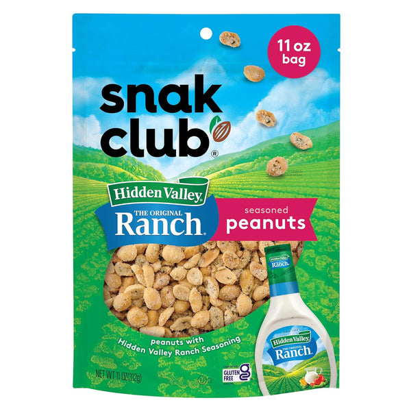 Snak Club Peanuts with Hidden Valley Ranch Seasoning, Roasted Nuts, Gluten-Free and