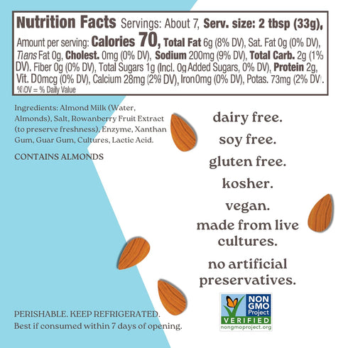 Kite Hill 8 30 Plain Almond Milk Cream Cheese Style Spread, Ounces, Dairy Free, Whole Approved, Gluten Free, Non-GMO