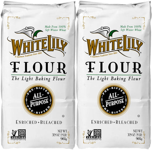 White Lily All-Purpose Bleached Wheat Flour 2 lb. (2-Pack) by