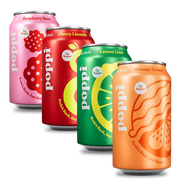 Poppi Sparkling Prebiotic Soda Beverage with Apple Cider Vinegar, Seltzer Water and