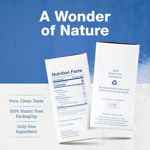 300g Pack Packaging Vera Salt Fine Spring Salt HandHarvested White Crystals from Spain Fine Texture with Natural