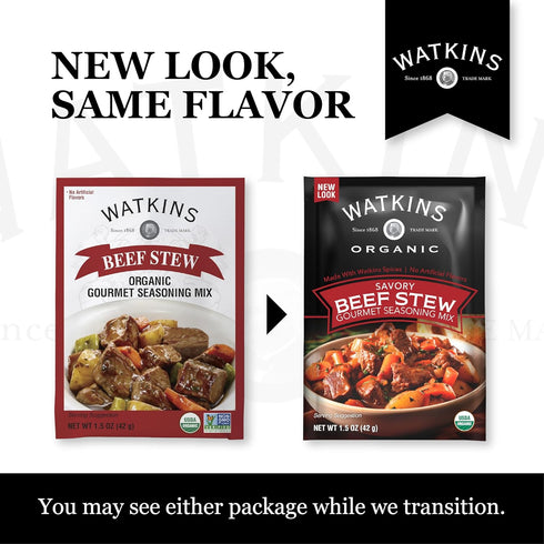 1.5 Oz. 1 Count Watkins Organic Gourmet Seasoning Mix, Beef Stew, Pouch