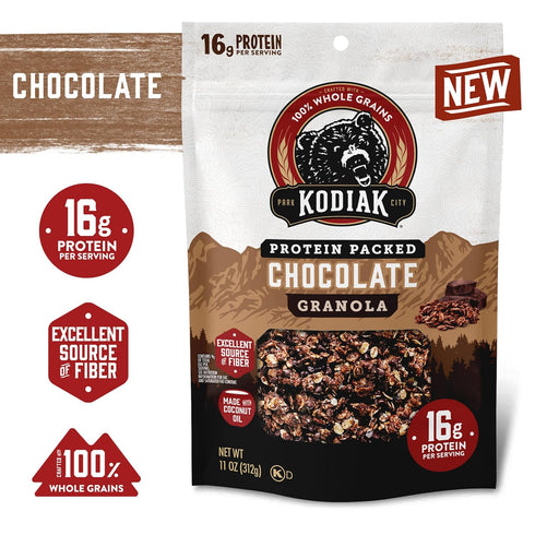 100% (Pack 5 Kodiak Cakes Granola Pouch, Chocolate, High Protein, Whole Grains of pouches)