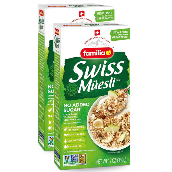 Familia Swiss Muesli Cereal, 0g Added Sugar, Energy-Packed Cereal with Raisins, Hazelnuts