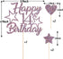 Purple Glitter Happy 14th Birthday Cake Topper with Cupcake Toppers for Boys or Girls (14th)