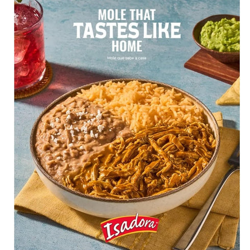 15 oz Isadora Fully Cooked Pollo con Mole Pouch, Ready-to-Eat Microwave Meal, Seasoned Shredded Chicken, Gluten Free