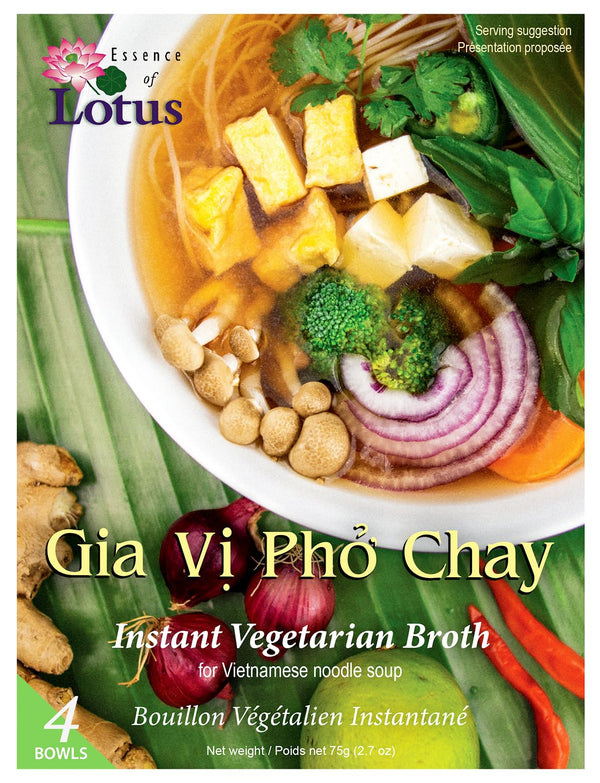 Essence of Lotus Instant Vegan Pho Soup Mix — 1-Pack, Ready-to-Eat Flavorful, Restaurant-Quality Pho Broth