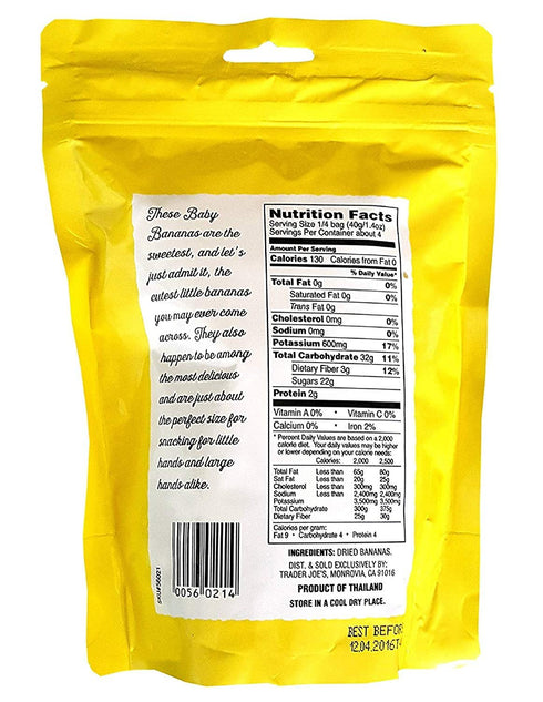 Trader Joe's 6oz (Pack 2) Trader Joes Dried Baby Bananas, All Natural, Bag