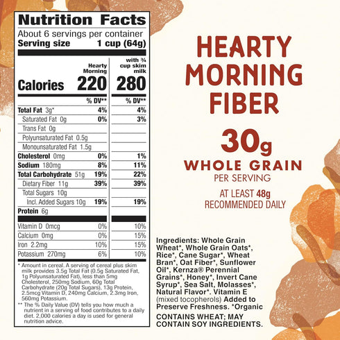 14.6 oz Cascadian Farm Organic Hearty Morning Fiber Cereal Box