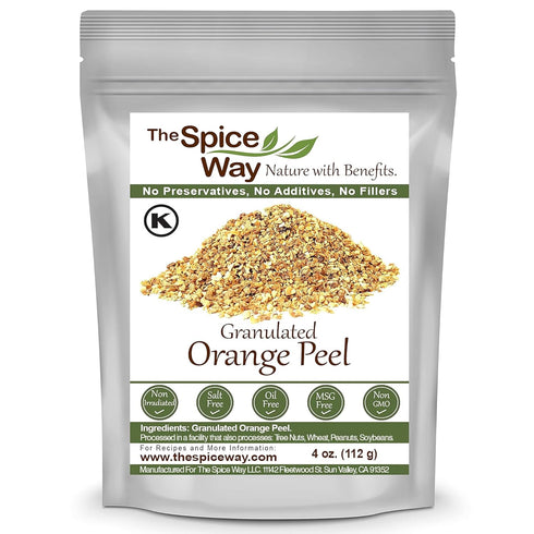 The Spice Way Orange Peel Granules (4 oz), Preservative-Free for Cooking, Baking, and Tea