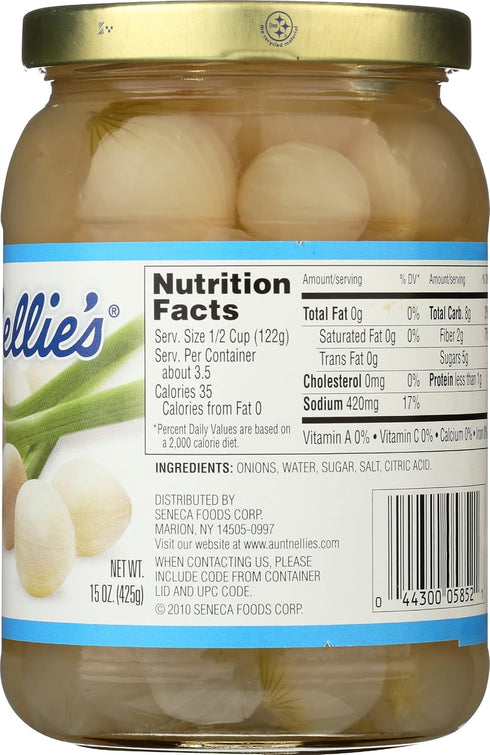 14 oz. (Pack 1) Aunt Nellies Whole Holland-Style Onions | Mildly Sweet-Tart and Delicious | Imported Bite-Sized, Plump
