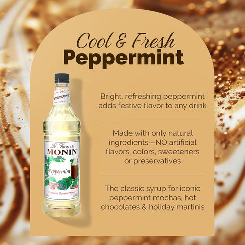 (1 Monin - Peppermint Syrup, Cool Tingle of Candy Cane, Natural Flavors, Great for Cocoas, Mochas, Smoothies