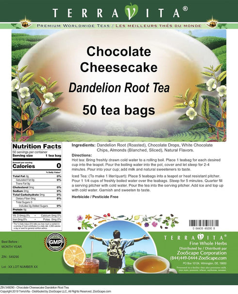 Terravita (50 549290) Chocolate Cheesecake Dandelion Root Tea tea bags, ZIN: