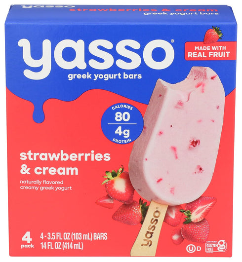 YASSO Strawberries & Cream Greek Yogurt Bars, 14 FZ
