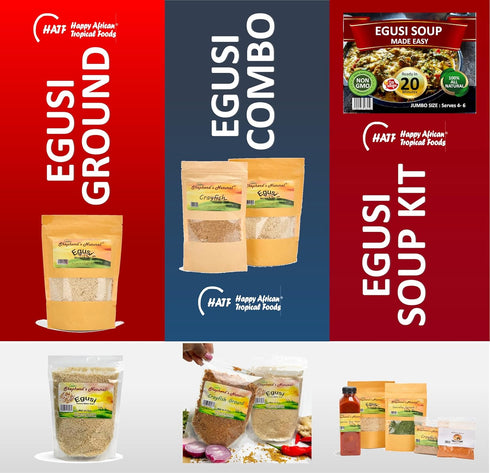 1.75LB 46 20 EGUSI SOUP MADE EASY Get the rich, traditional taste of Nigeria in minutes! This full jumbo kit by HATF'S