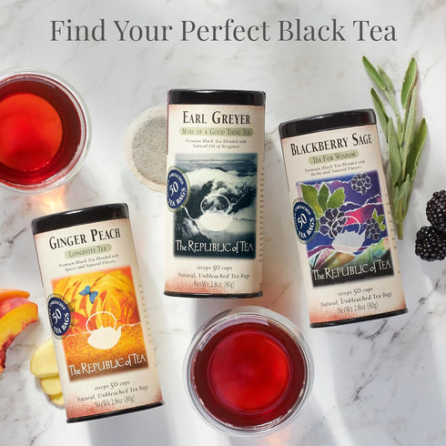 50 The Republic of Tea PassionFruit Papaya Black Tea Bags, Naturally Caffeinated, Servings