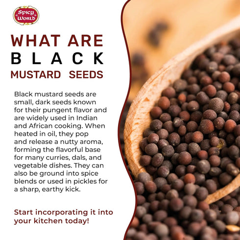 Spicy World 4.5 LB 100% Black Mustard Seeds Whole Bulk Jar - All Natural, Gluten Free, Pure, Robust Flavor - by