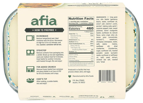 Frozen 10 Afia, Bowl Mediterranean Falafel Sweet Potato Kale, Ounce
