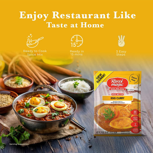 50g 15 Pack 3 Rasoi Magic Spice Mix for Egg Curry Masala, | Ready-to-Cook | No Added Preservatives, No Artificial