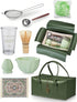 Set 7-Piece Set Set Matcha Whisk Premium Traditional Matcha with Bamboo Whisk, Matcha Cup, Sifter & Green Leather Case