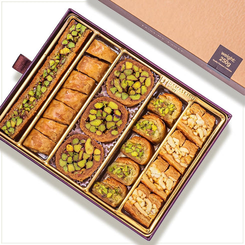 Damaskino Home Assorted Baklava Gift Box 10.5oz 25 Pieces of Pistachio &