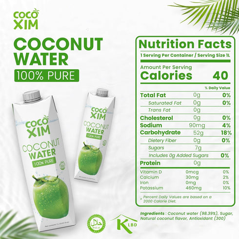 33.8 oz (Pack 12)| |100% COCOXIM Ready to Drink Pure Coconut Water - of Zero Added Sugar Natural & Fresh