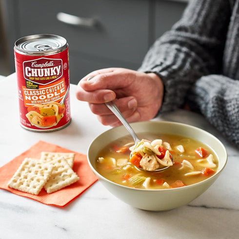 18.6 oz (12 Pack) Campbell's Chunky Classic Chicken Noodle Soup, Can