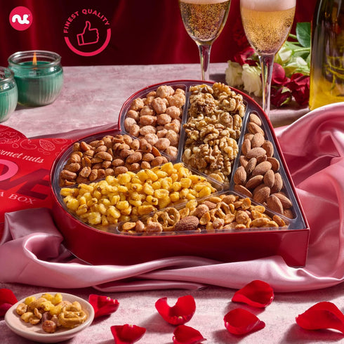 (6 2 LB) Package, NUT CRAVINGS - Easter Mixed Nuts Heart Shaped Gift Basket, Love in A Box Assortments, Romantic Food