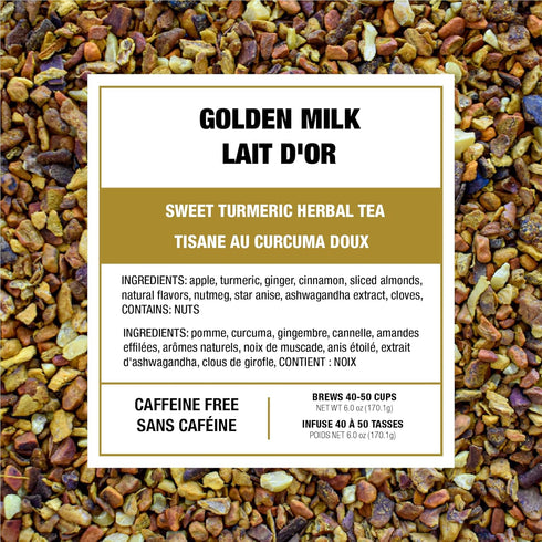 40-50 6oz Tiesta Tea - Golden Milk, Loose Leaf, Sweet Turmeric Herbal Brew, Non-Caffeinated Herbal Blend, Makes Hot