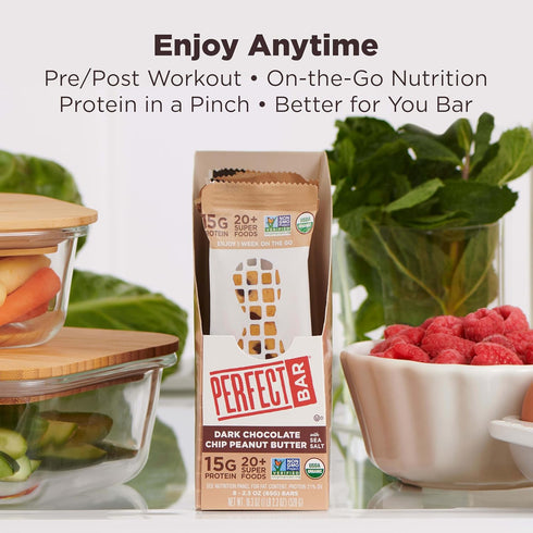 4 count, 2.3 oz Perfect Bar Gluten-Free Dark Chocolate Chip Peanut Butter Protein Bar