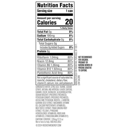 12oz (8 Pack) Rockstar Energy Drink, Sugar Free, Sleek Cans