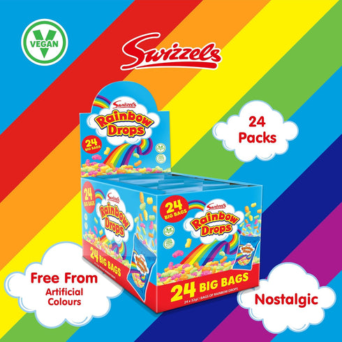 Swizzels 24 Large Bags Rainbow Drops Box
