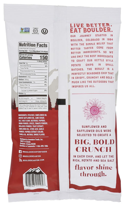 5 BOULDER CANYON Potato Chips, BBQ, Ounce