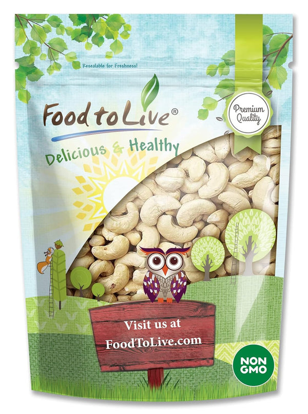 Food to Live - Raw Cashews, 2 Pounds Deluxe Whole Nuts, Unsalted,