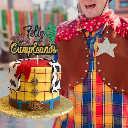 Black Glitter Feliz Cumpleaños Cake Topper, Spanish Happy Birthday Cake Topper for Adults/Teen's Birthday Party