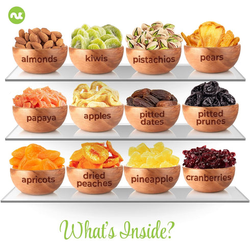 (12 Package, NUT CRAVINGS - Dried Fruit & Mixed Nuts Gift Basket in White Gold Box Assortments) Food Arrangement